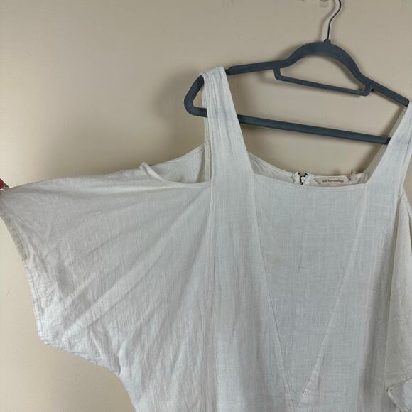 Soft Surroundings Linen Blend Cold Shoulder Tunic Womens 1X Resort Relaxed Boxy - Picture 3 of 8